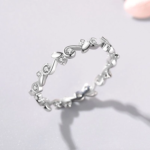 925 Sterling Silver Flower Vine Ring Micro Inlaid Zirconia Minimalist Adjustable Finger Ring Elegant Jewelry Gift For Women
