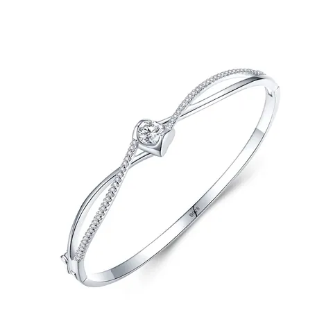 S925 Sterlingsilber Herz Offener Armreif Damen Verschlungenes Design Hohl Mit Strass Inlay Luxus Mode Schmuck Ornament