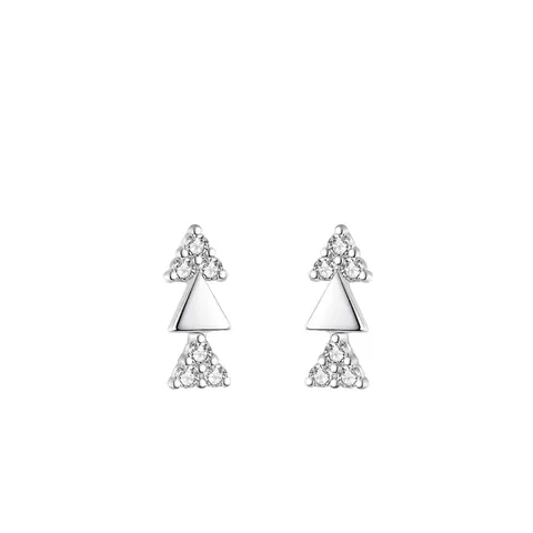 S925 Sterling Silver Triangle Stud Earrings For Women Shiny Zirconia Micro Inlaid Geometric Ear Piercing Fashion Jewelry Gift