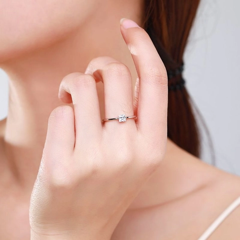 925 Sterling Silver Square Zirconia Ring For Women Minimalist Princess Cut INS Style Niche Design Engagement Wedding Jewelry Gift