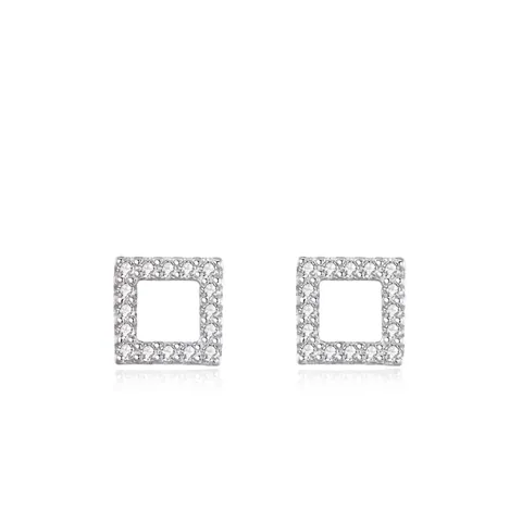 925 Sterling Zilveren Holle Vierkante Oorknopjes Voor Dames Strass Geometrische Oorbellen Mode Sieraden Koreaanse Stijl