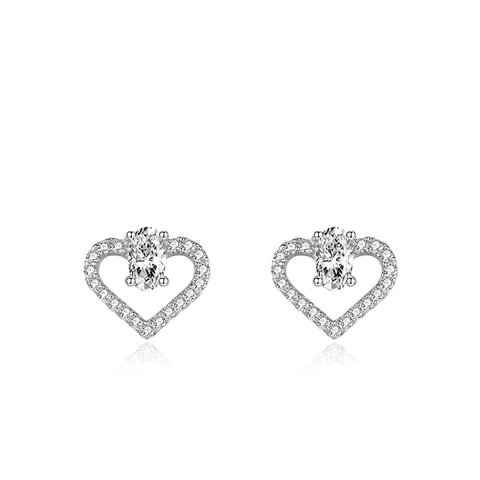 S925 Sterling Silber Herz Ohrstecker Für Damen Exquisite Minimalistische Eingelegte Zirkonia Herzform Ohrringe Mode Schmuck Geschenk