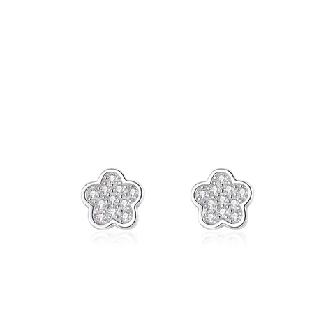 925 Sterling Zilveren Bloem Oorknopjes Voor Vrouwen Minimalistische Ingelegde Strass Bloemen Oorbellen Sieraden