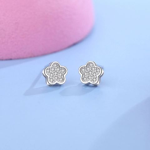 925 Sterling Zilveren Bloem Oorknopjes Voor Vrouwen Minimalistische Ingelegde Strass Bloemen Oorbellen Sieraden