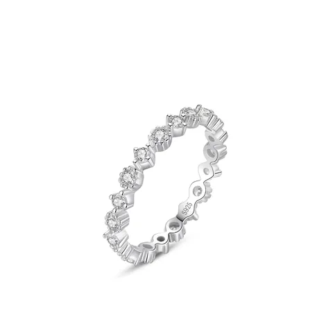 925 Sterling Silber Eternity Ring Für Damen Japanisch Koreanisch Einfach Zirkonia Pavee Reihe Dünn Fingerring Schmuck