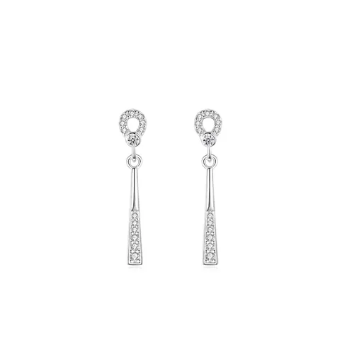 S925 Sterling Silver Geometric Drop Earrings For Women Simple Elegant Rhinestone Inlaid Long Bar Dangle Earrings Fashion Jewelry