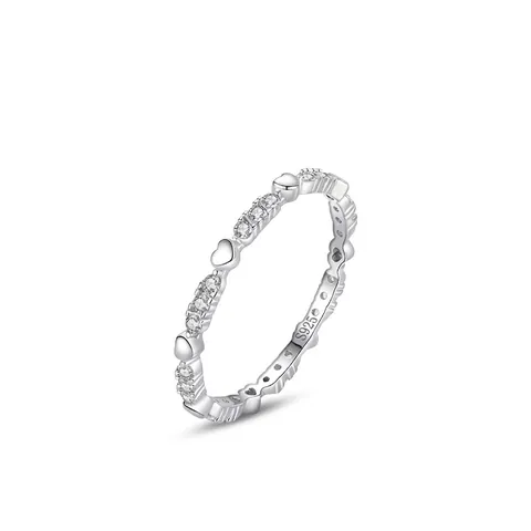 S925 Argento Sterling Zirconia Anello a Cuore per Donna Minimalista Dolce Intarsiato Sottile Anello da Dito Gioielli Regalo