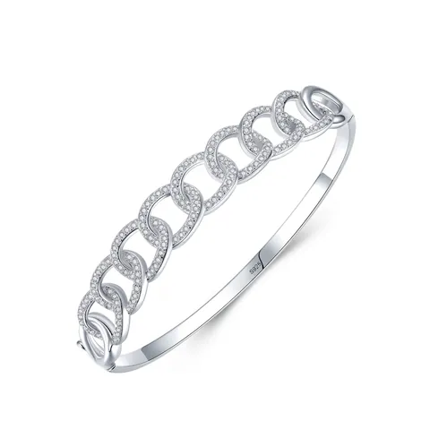 Luxe 925 Sterling Zilver Kettinglink Armring Voor Vrouwen Trendy Strass Open Manchet Armband Elegante Mode Sieraden Cadeau