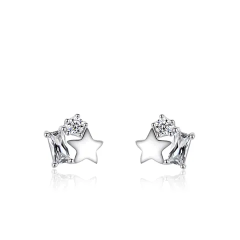 S925 Sterling Silver Star Stud Earrings For Women Sweet Minimalist Rhinestone Inlaid Ear Piercing Jewelry Daily Gift