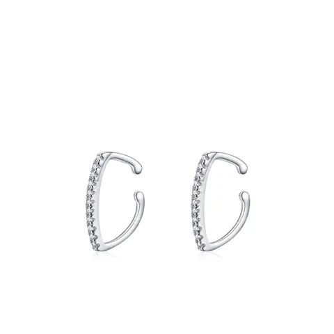925 Sterling Zilveren Ear Cuff Voor Dames Geen Piercing Minimalistisch Zirconia Ingelegd C-Vormige Geometrische Sieraden
