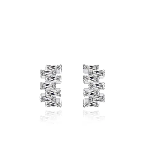 S925 Sterling Zilveren Geometrische Asymmetrische Oorknopjes Voor Dames Met Zirkonia Minimalistische Mode Sieraden