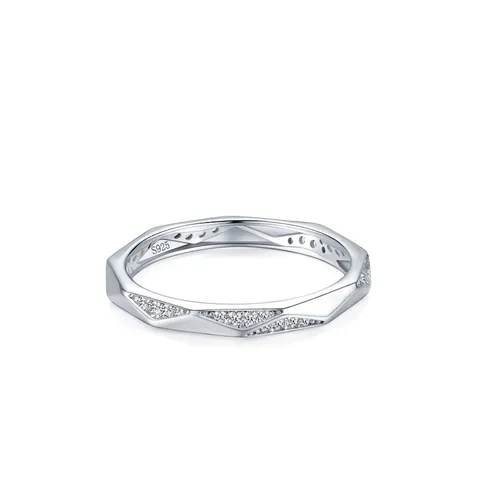 Niche Design 925 Sterling Silver Geometric Polygon Ring For Women Minimalist Zirconia Inlaid Cold Style Finger Ring Jewelry
