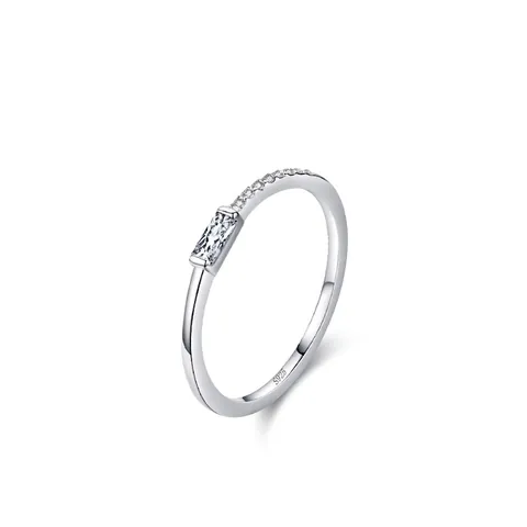 Minimalist 925 Sterling Silver Geometric Square Zirconia Ring Micro Inlaid Rhinestone Band For Women Fashion Jewelry
