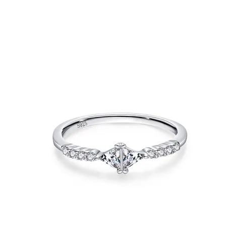 Anello in Argento Sterling 925 Triangolo Geometrico Zirconia per Donna Minimalista Intarsiato Anello da Dito Gioielli Moda Regalo di Compleanno