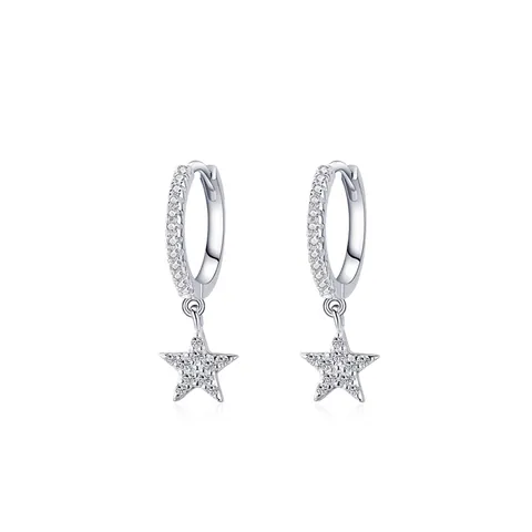 925 Sterling Silber Stern Anhänger Hoop Ohrringe Minimalistisch Zirkonia Fünfzackiger Stern Ohrhänger Schmuck Für Damen