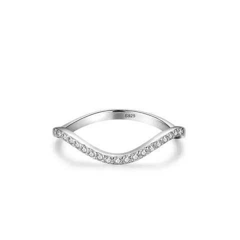 S925 Sterling Zilveren Golf Ring Voor Vrouwen Ingelegde Strass Minimalistische Stapelbare V-Vormige Vingerring Sieraden Cadeau