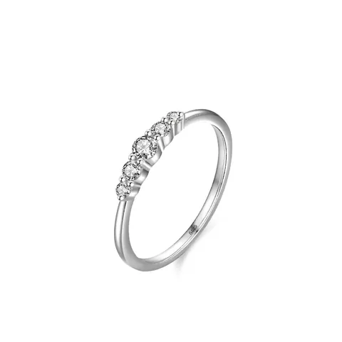 925 Sterling Silver Zirconia Ring For Women Simple Elegant Micro Inlaid Stackable Finger Band Minimalist Jewelry Gift