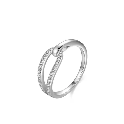 Anello in Argento Sterling 925 per Donna Coreano Minimalista Croce Geometrica Anello Aperto Zirconia Micro Intarsiata Gioielli Regalo