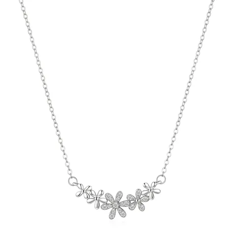925 Sterlingsilber Gänseblümchen Blume Anhänger Halskette Für Damen Minimalistisch Strass Eingelegt Schlüsselbeinkette Schmuck Geschenk