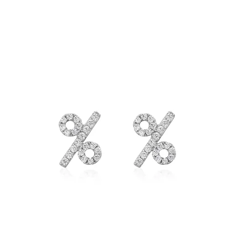 925 Sterlingsilber Prozentzeichen Ohrstecker Für Damen Strass Eingelegt Koreanischer Stil Mode Minimalistischer Ohrschmuck