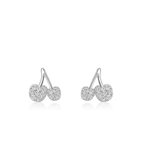 Süße 925 Sterlingsilber Kirsch Ohrstecker Für Damen Strass Eingelegt Fruchtform Ohrschmuck Elegante Accessoires Geschenk