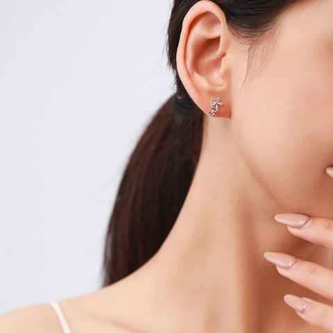 Orecchini a Bottone Margherita in Argento Sterling 925 per Donna Piccola Fiore in Stile Coreano Strass Intarsiato Gioielli Eleganti Regalo