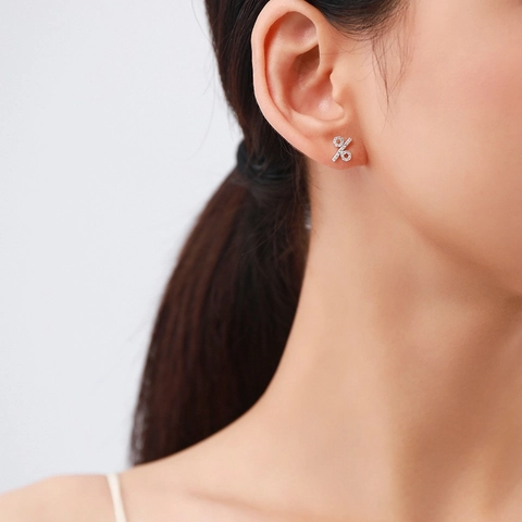 925 Sterlingsilber Prozentzeichen Ohrstecker Für Damen Strass Eingelegt Koreanischer Stil Mode Minimalistischer Ohrschmuck