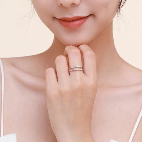 S925 Sterling Silver Double Layer Bamboo Ring For Women Micro Inlaid Zirconia Elegant Niche Design Finger Ring Valentine Gift