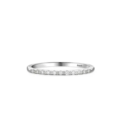 S925 Sterling Silver Zirconia Row Ring Minimalist Slim Band Stackable Finger Ring Fashion Luxury Jewelry For Women Gift