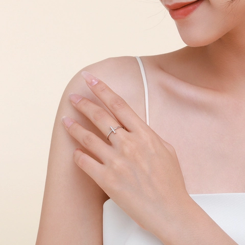 Minimalistischer 925 Sterling Silber Vertikaler Balken Zirkonia Ring Für Damen Einfacher Mode Stapelbarer Gelenkring Schmuck