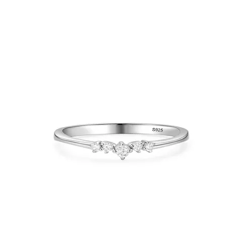 925 Sterlingsilber Geometrischer V-Form Zirkonia Ring Minimalistisch Silber Ehering Schmuck Geschenk Für Damen Valentinstag