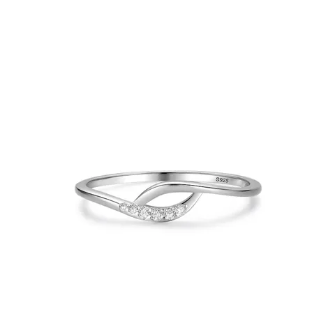 Anello in Argento Sterling 925 da Donna Minimalista con Intarsio in Zirconia Design a Croce Ondulata Stile Coreano Elegante Gioiello