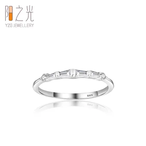 S925 Sterling Silver Geometric Ring For Women Micro Inlaid Zirconia Baguette Stackable Minimalist Fashion Jewelry Ring Gift