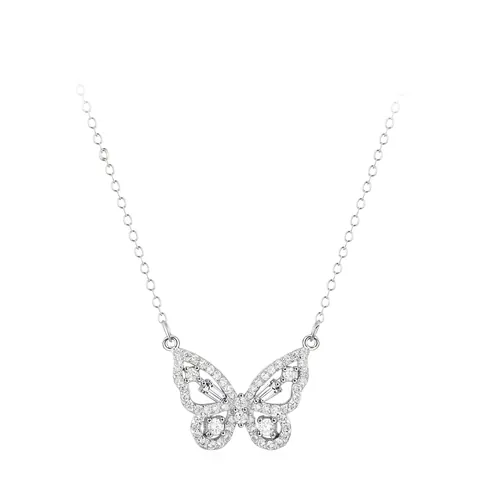Collar con Colgante de Mariposa de Plata de Ley S925 Circonia Incrustada Cadena de Clavícula Minimalista para Mujer Regalo de San Valentín