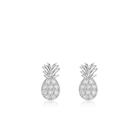 Orecchini a Bottone in Argento Sterling 925 ad Ananas per Donna Orecchini a Forma di Frutta con Zirconia Ipoallergenico Gioielli