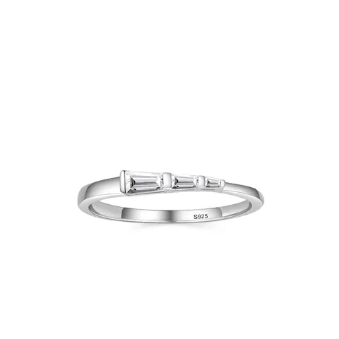 Anello Impilabile in Argento Sterling 925 per Donna Zirconia Taglio Baguette Micro-incastonatura Gioielli Geometrici