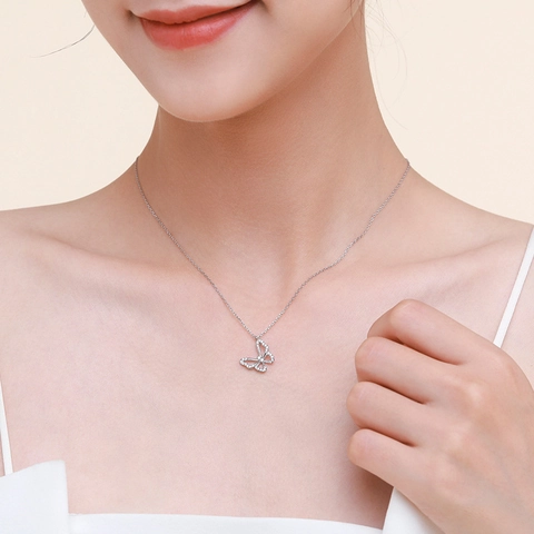 Collana con Ciondolo a Farfalla in Argento Sterling 925 Zirconia Lucida Catena Veneziana Gioielli Minimalisti Eleganti per Regalo Donna