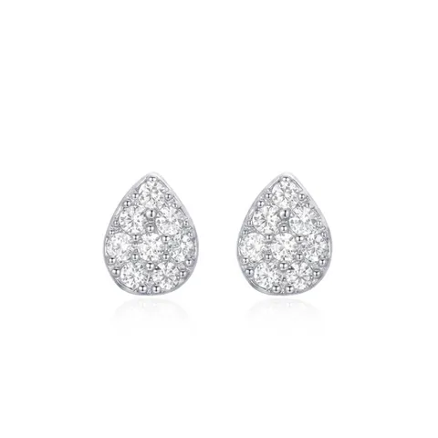 S925 Sterling Silver Teardrop Stud Earrings Pave Rhinestone Small Elegant Water Drop Ear Jewelry Gift For Women