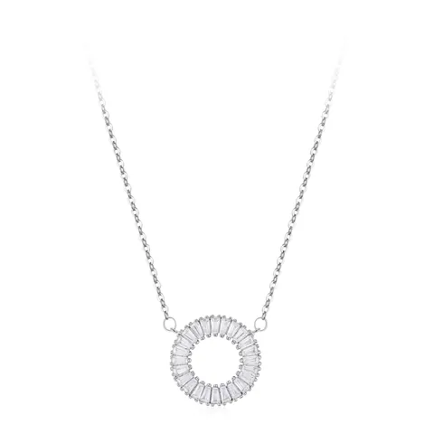 Collana Margherita in Argento Sterling 925 per Donna Ciondolo Rotondo Minimalista Con Intarsio in Zirconia Gioielli Chic