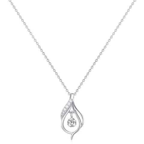 Collana con Ciondolo a Goccia d'Acqua in Argento Sterling 925 per Donna Elegante Zirconia Danzante Gioielli Solitari Leggeri