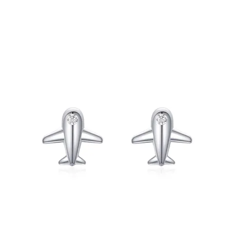 S925 Sterlingsilber Mini Flugzeug Ohrstecker Für Damen Süß Kleine Flugzeuge Zirkonia Eingelegt Poliert Einfach Schmuck Geschenk