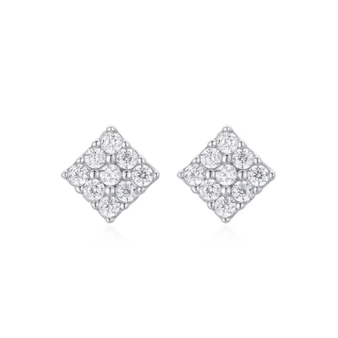 Eleganti Orecchini a Bottone Quadrati in Argento Sterling 925 per Donna Gioielli Geometrici Minimalisti con Strass