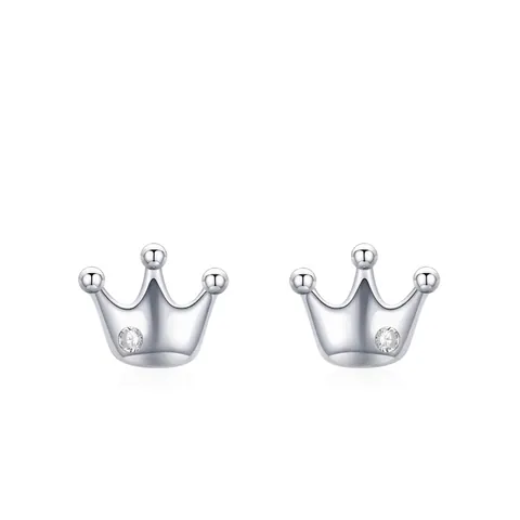 925 Sterling Silver Crown Stud Earrings For Women Niche Design Inlaid Zirconia Minimalist Hypoallergenic Korean Style Fine Jewelry Gift