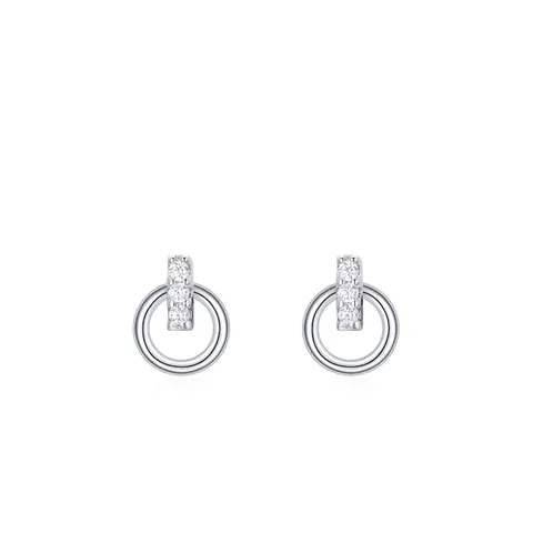 Pendientes de Botón de Plata de Ley S925 para Mujer Minimalistas Micro Circonia Incrustada Redondos Geométricos Joyería Regalo de San Valentín
