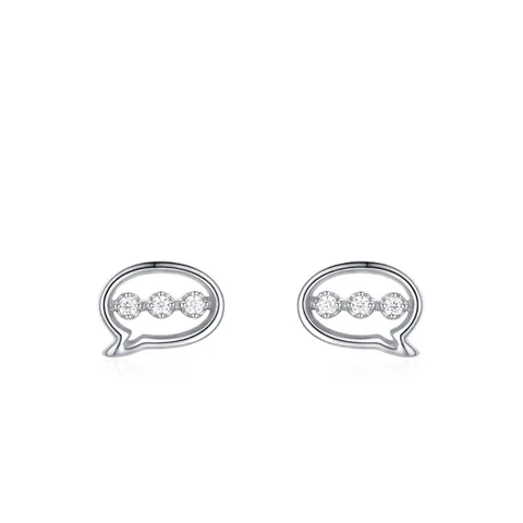 925 Sterling Zilveren Tekstballon Oorknopjes Vrouwen Strass Creatieve Icoon Vorm Esthetiek Pendelaar Mode Sieraden