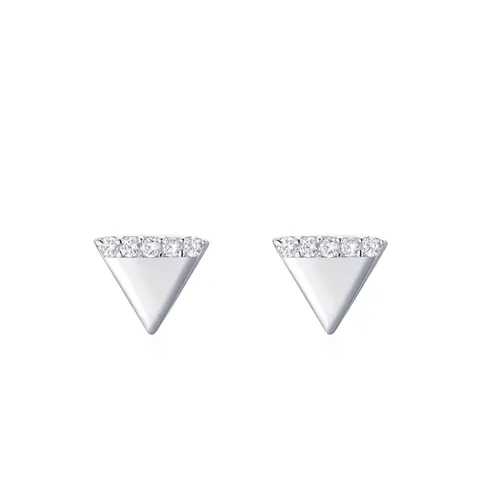 Orecchini a Bottone a Triangolo in Argento Sterling S925 per Donna Gioielli Geometrici con Zirconia Micro Intarsiata