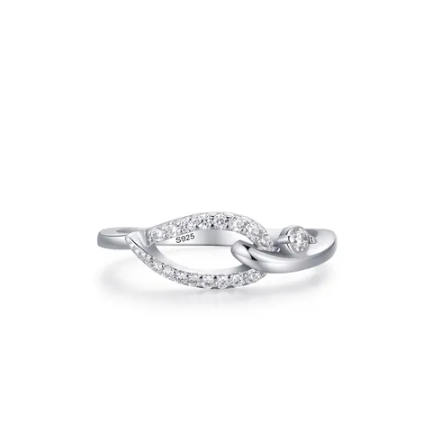 S925 Sterling Silver Intertwined Ring For Women Elegant Crisscross Rhinestone Geometric Finger Ring Fashion Jewelry Gift