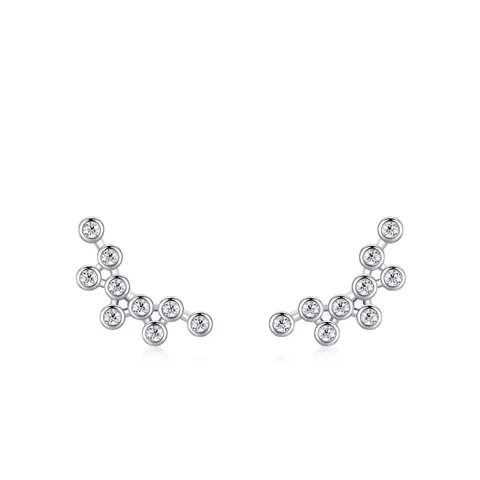 925 Sterling Silver Bubble Stud Earrings For Women Luxury Zirconia Inlaid Geometric Earrings Fashion Exquisite Ear Jewelry