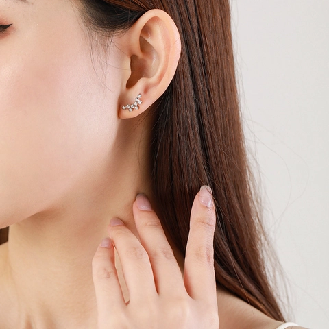 925 Sterling Silver Bubble Stud Earrings For Women Luxury Zirconia Inlaid Geometric Earrings Fashion Exquisite Ear Jewelry