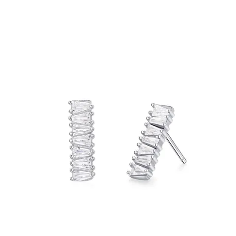 925 Sterling Silver Stud Earrings For Women Baguette Zirconia Geometric Rectangular Inlaid Minimalist Elegant Jewelry Ear Studs